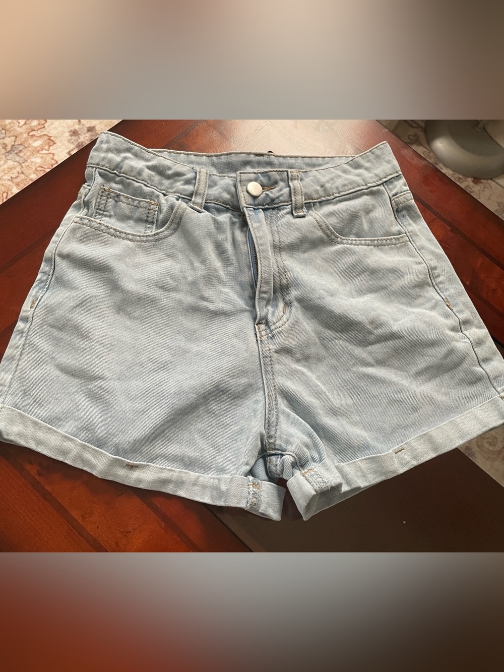 Light Wash High-Rise Denim Shorts